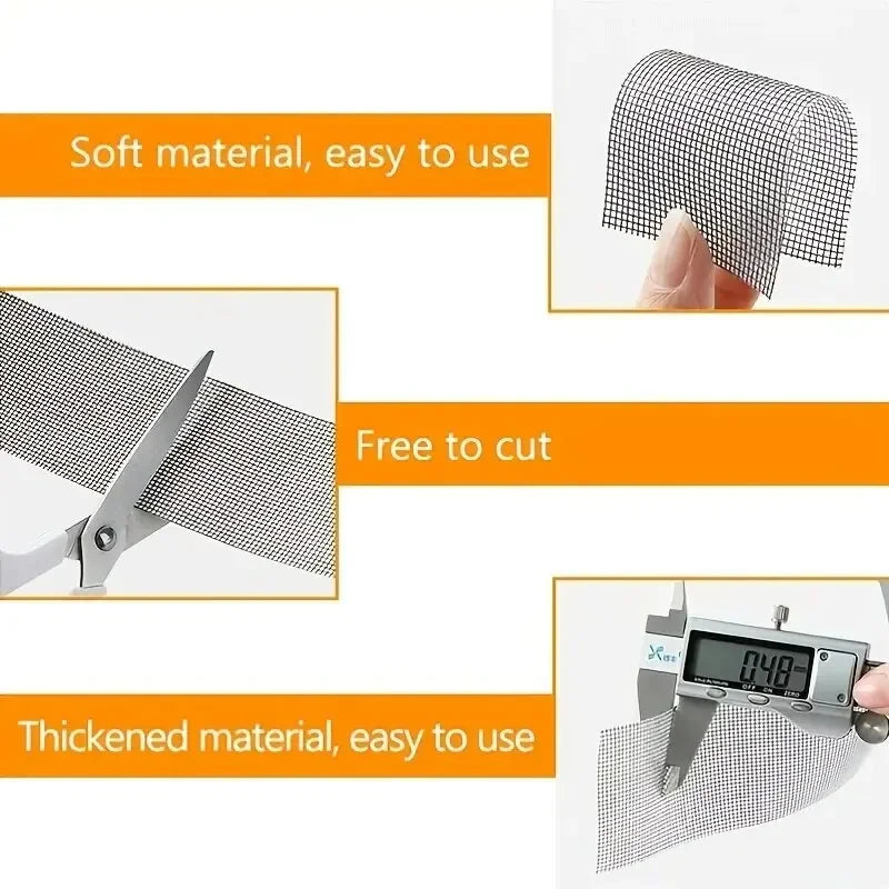 Window Screen Repair Tape – Self-Adhesive Fiberglass Mesh Patch