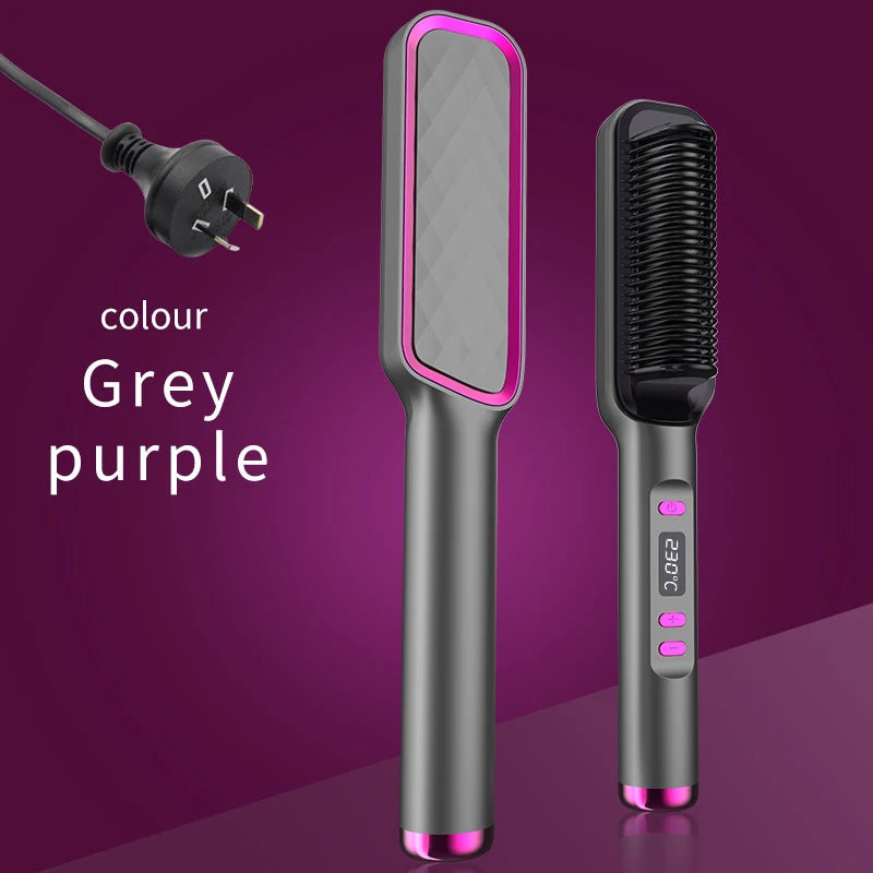 Electric Hot Comb & Straightener - Multifunctional Hair Straightening Brush with Negative Ion Anti-Scalding Styling Tool