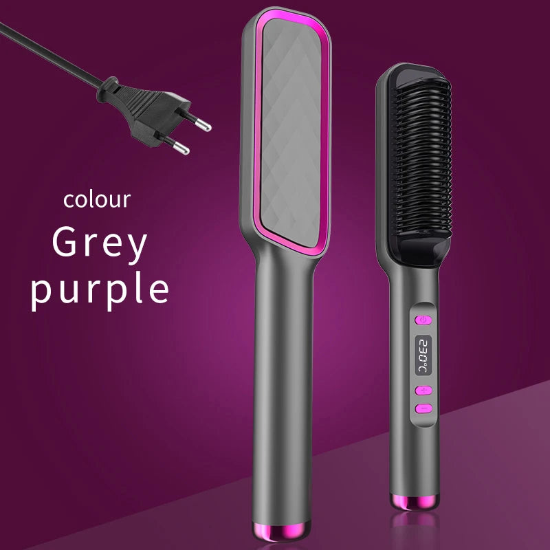 Electric Hot Comb & Straightener - Multifunctional Hair Straightening Brush with Negative Ion Anti-Scalding Styling Tool