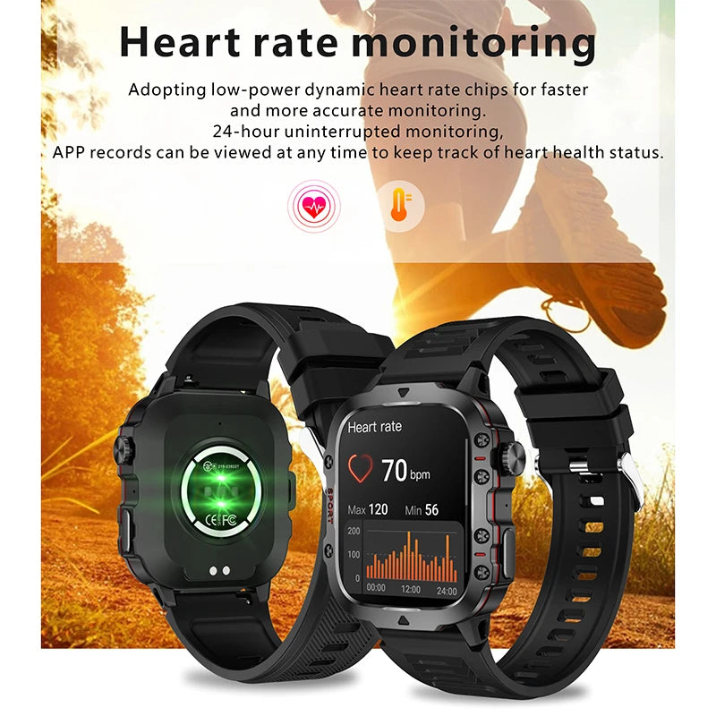 2024 New For Xiaomi Military Smart Watch Men IP68 5ATM Outdoor Sports Fitness Tracker Health Monitor 1.96" BT Call Smartwatch