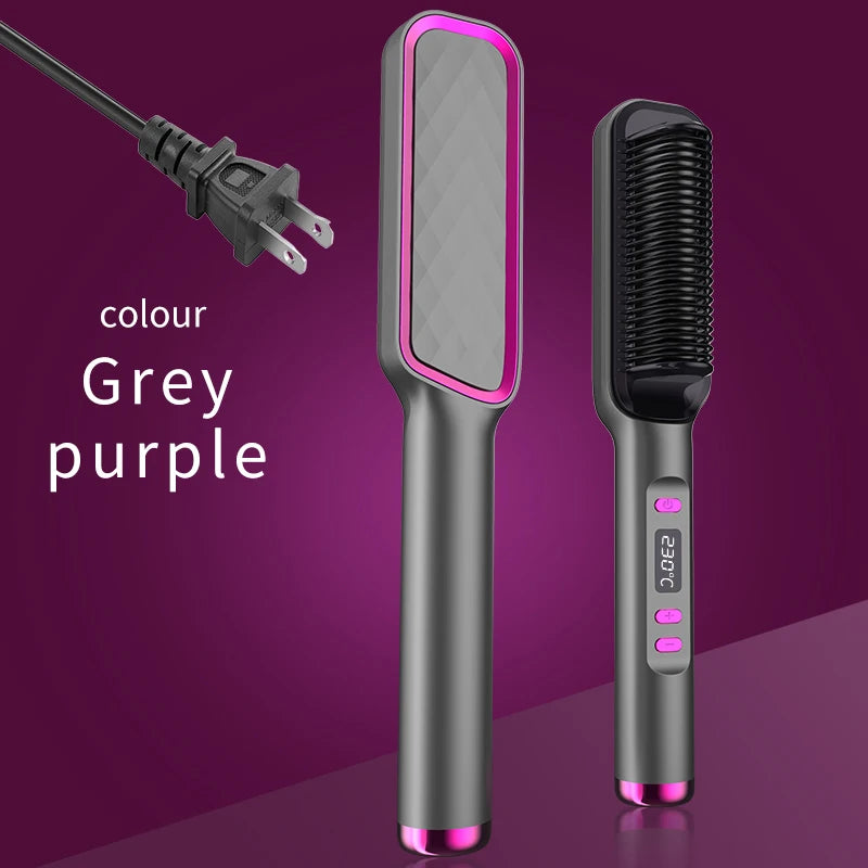 Electric Hot Comb & Straightener - Multifunctional Hair Straightening Brush with Negative Ion Anti-Scalding Styling Tool