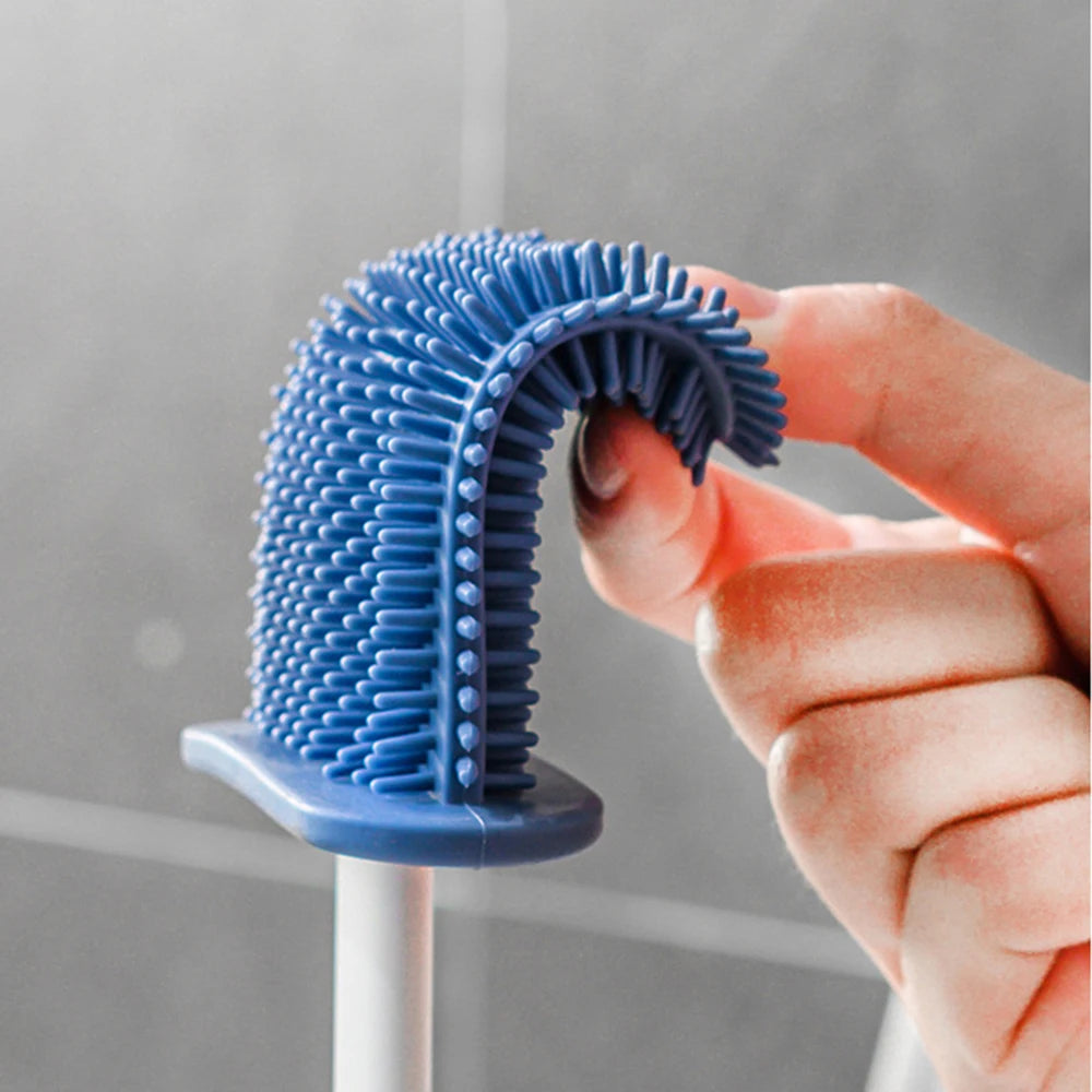 Wall-Mounted Silicone Toilet Brush with Long Handle – Quick-Drying and Soft Bristles