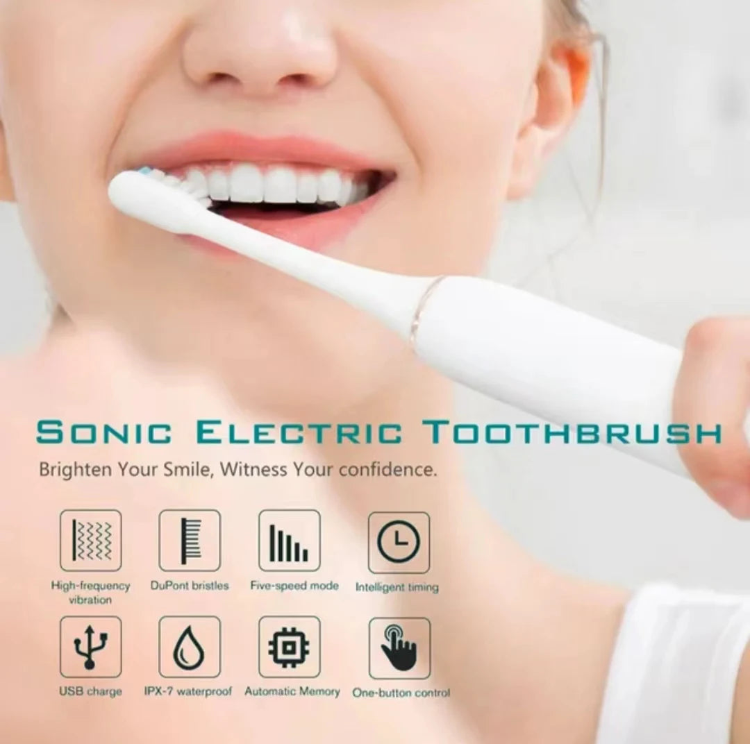 Sonic Electric Toothbrush for Adults - IPX7 Waterproof, DuPont Brush Head, USB Rechargeable, 6 High-Frequency Cleaning Modes