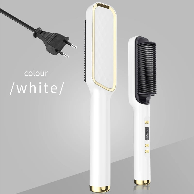 Electric Hot Comb & Straightener - Multifunctional Hair Straightening Brush with Negative Ion Anti-Scalding Styling Tool