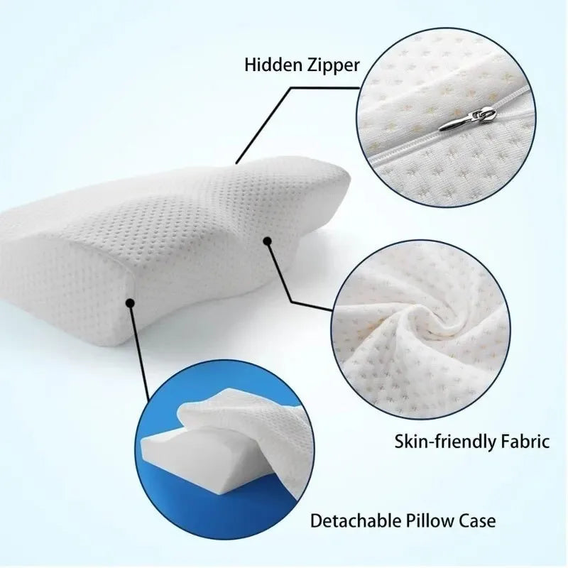 Memory Foam Orthopedic Pillow for Neck Support - Butterfly Shaped Slow Rebound Cervical Bed Pillow