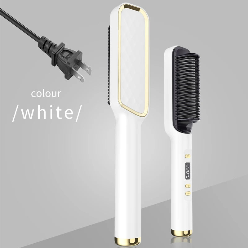 Electric Hot Comb & Straightener - Multifunctional Hair Straightening Brush with Negative Ion Anti-Scalding Styling Tool