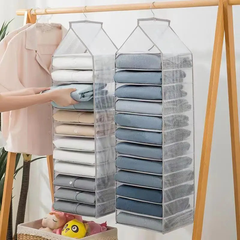 Transparent Hanging Wardrobe Organizer for Efficient Storage