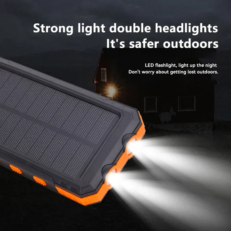 200000mAh Solar Power Bank – High-Capacity Portable Charger with Solar Panel and Flashlight