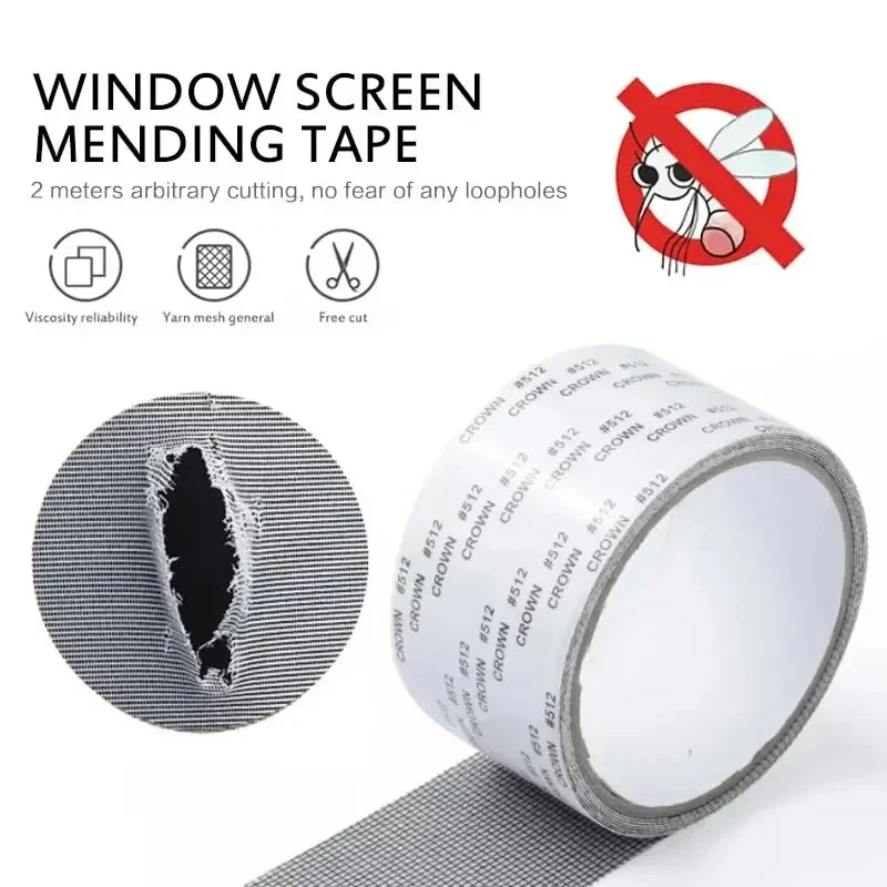 Window Screen Repair Tape – Self-Adhesive Fiberglass Mesh Patch