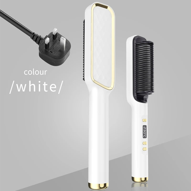 Electric Hot Comb & Straightener - Multifunctional Hair Straightening Brush with Negative Ion Anti-Scalding Styling Tool