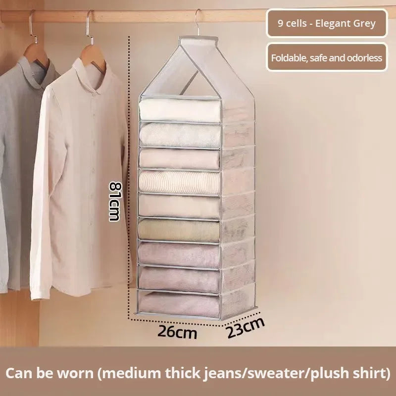 Transparent Hanging Wardrobe Organizer for Efficient Storage